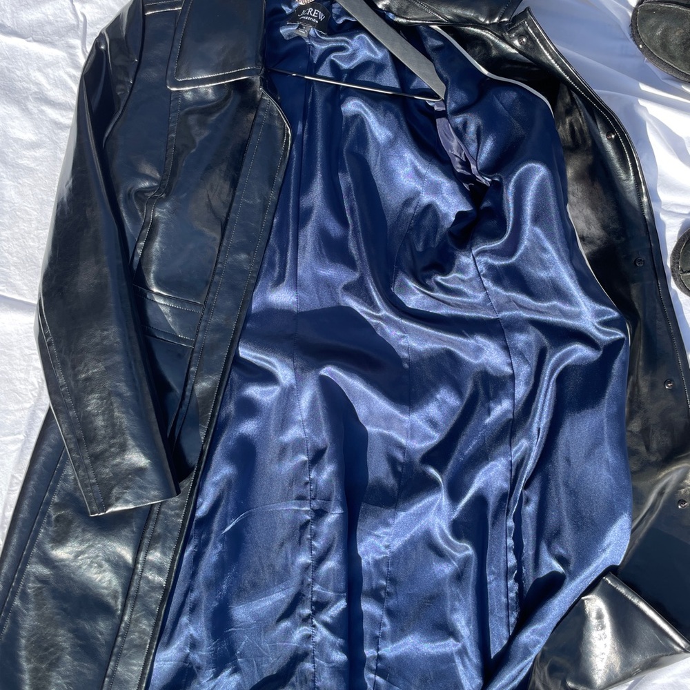 J. Crew Collection Black Faux Patent Leather Lady Day Coat - Picture 2 of 4